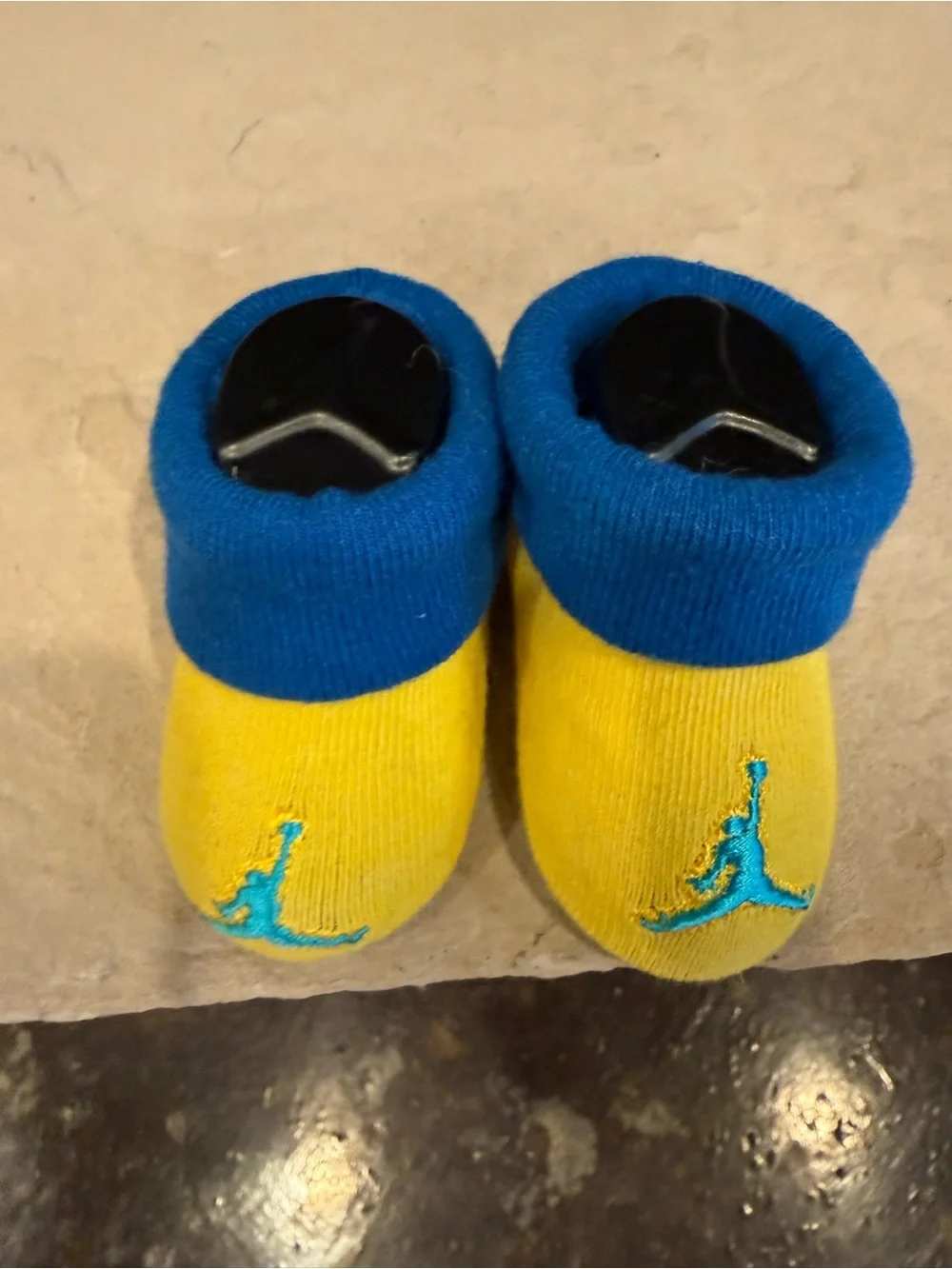 Micheal Jordan infant yellow blue booties new never worn